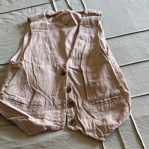 A New Day Light Tan linen button up vest size M
